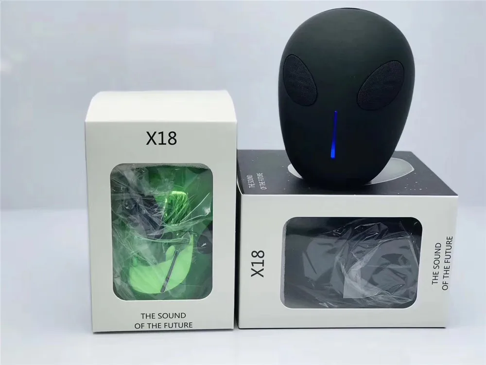 X18 Alien беспроводной Bluetooth динамик Портативный Перезаряжаемый сабвуфер Поддержка TF карты для внутреннего наружного тонкой работы подарок - Цвет: black