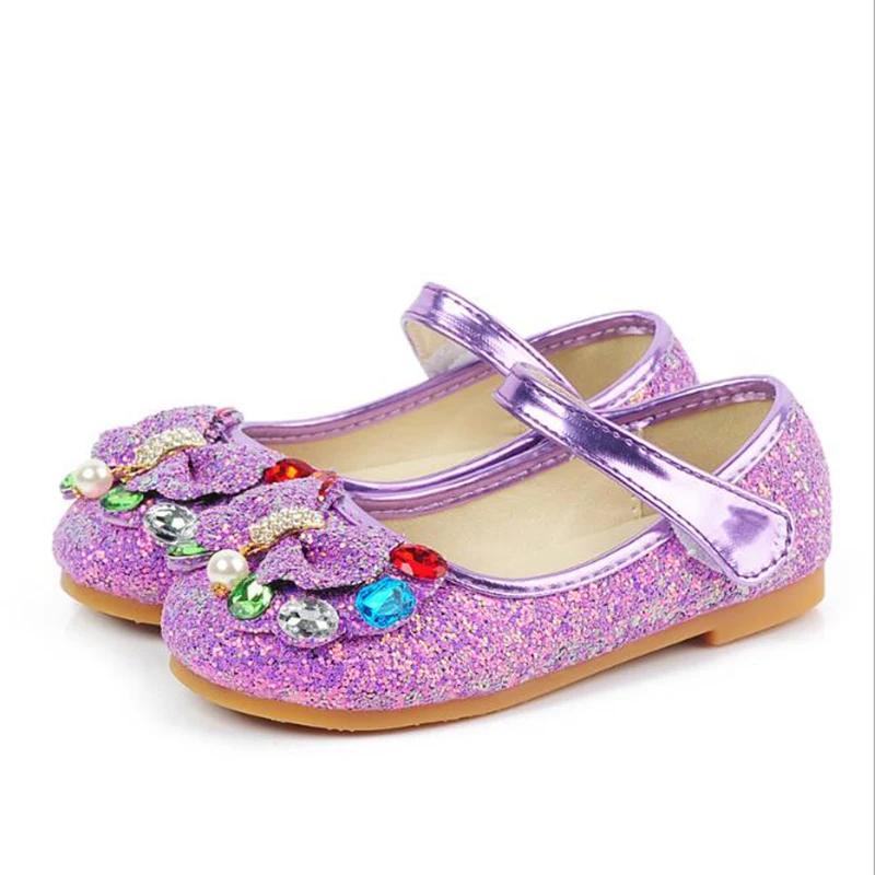 2019 spring and autumn single girl princess crystal flat sequins children new children's low to help shoes free shipping#1 |