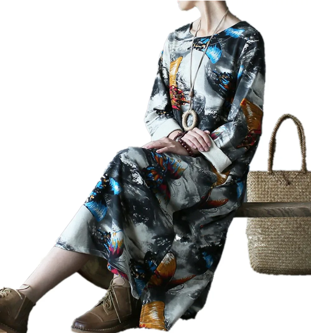 YESNO JZ6 Women Long T-Shirt Dress 100% Cotton Casual Loose Fit Oil Painting Like Sleeve High Low Hemline | Женская одежда