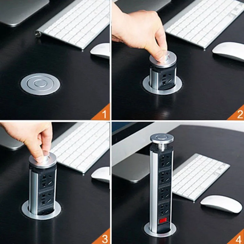 Электрическая 3 штепсельная розетка 2 USB кухонная настольная вытягивающая