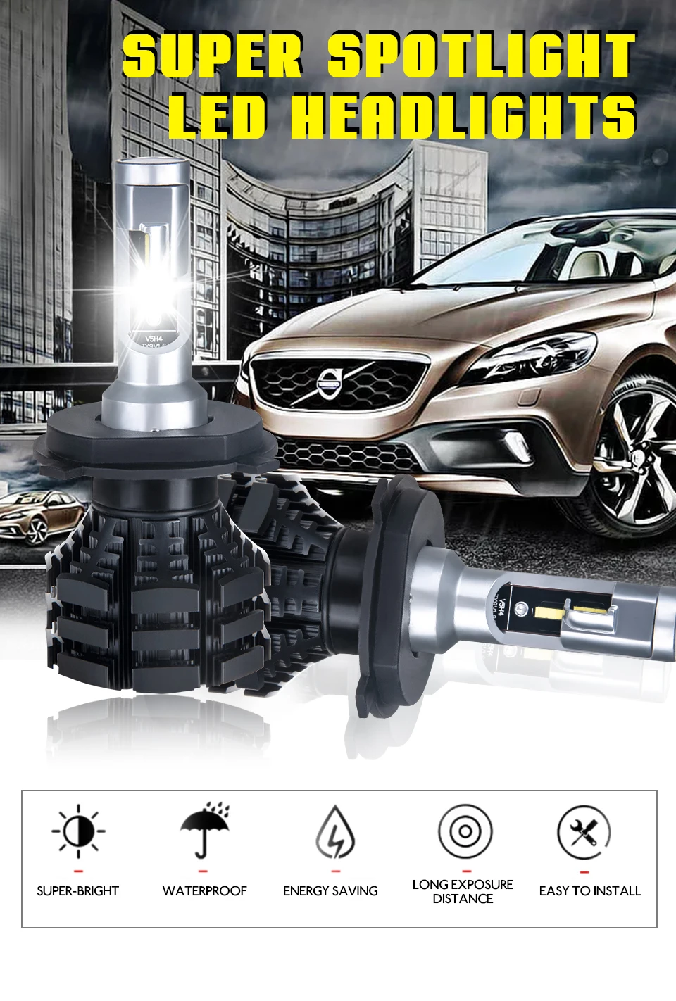 Acoosun мотоциклетные фары лампы Turbo Led H4 H7 автомобильные фары Led HS1 H1 H3 H11 10000лм 6500 к фары для мотоциклов внедорожные автомобили