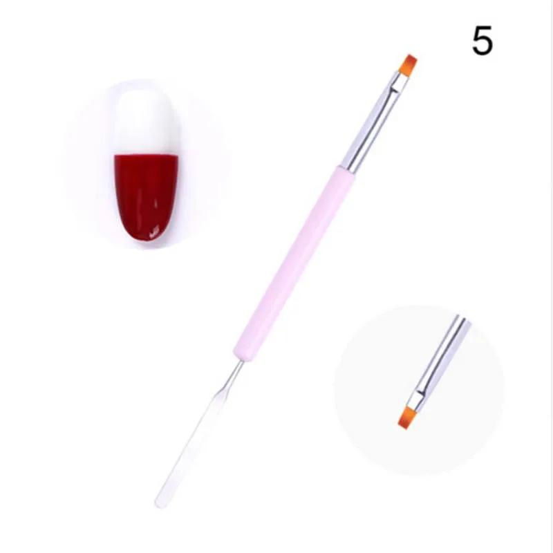 Nail Drawing Brush UV Gel Powder Dust Cuticle Handle Double Head Nail Pen Manicure Nail Art Tool - Цвет: 5