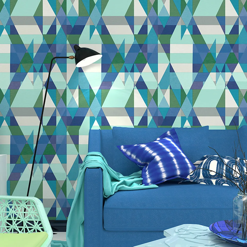 Зеленая/желтая/красная/синяя треугольная графическая настенная бумага рулон