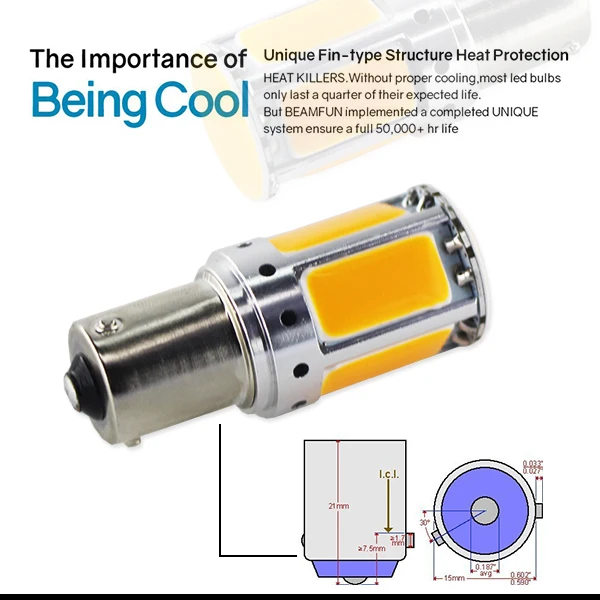 2 шт. резистор не требуется желтый COB светодиодный BAU15S 7507 PY21W 1156PY светодиодный лампы для спереди указатели поворота(без Hyper флэш