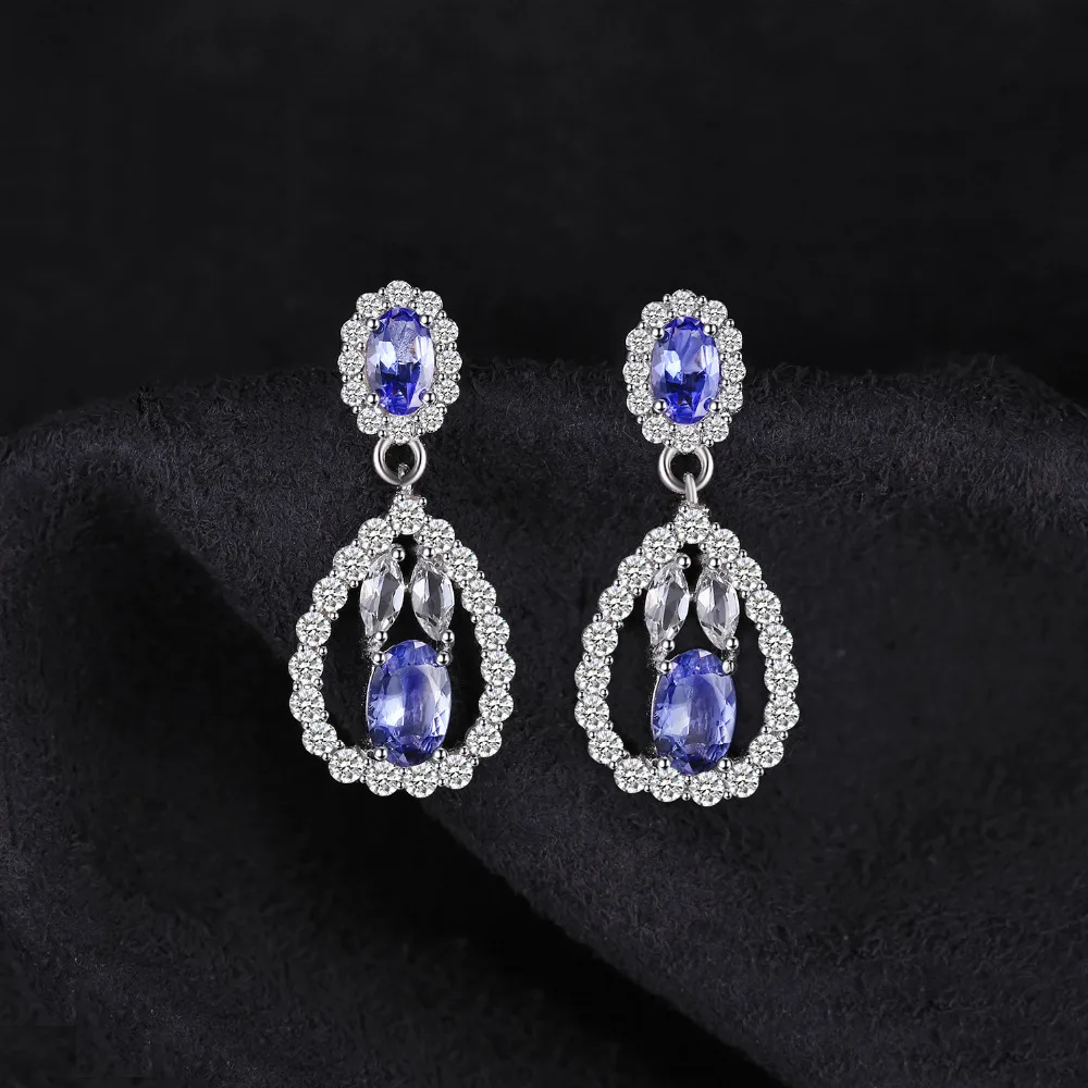 JewelryPalace элегантный 2.8ct натуральный Танзанит падение белый топаз Длинные висячие