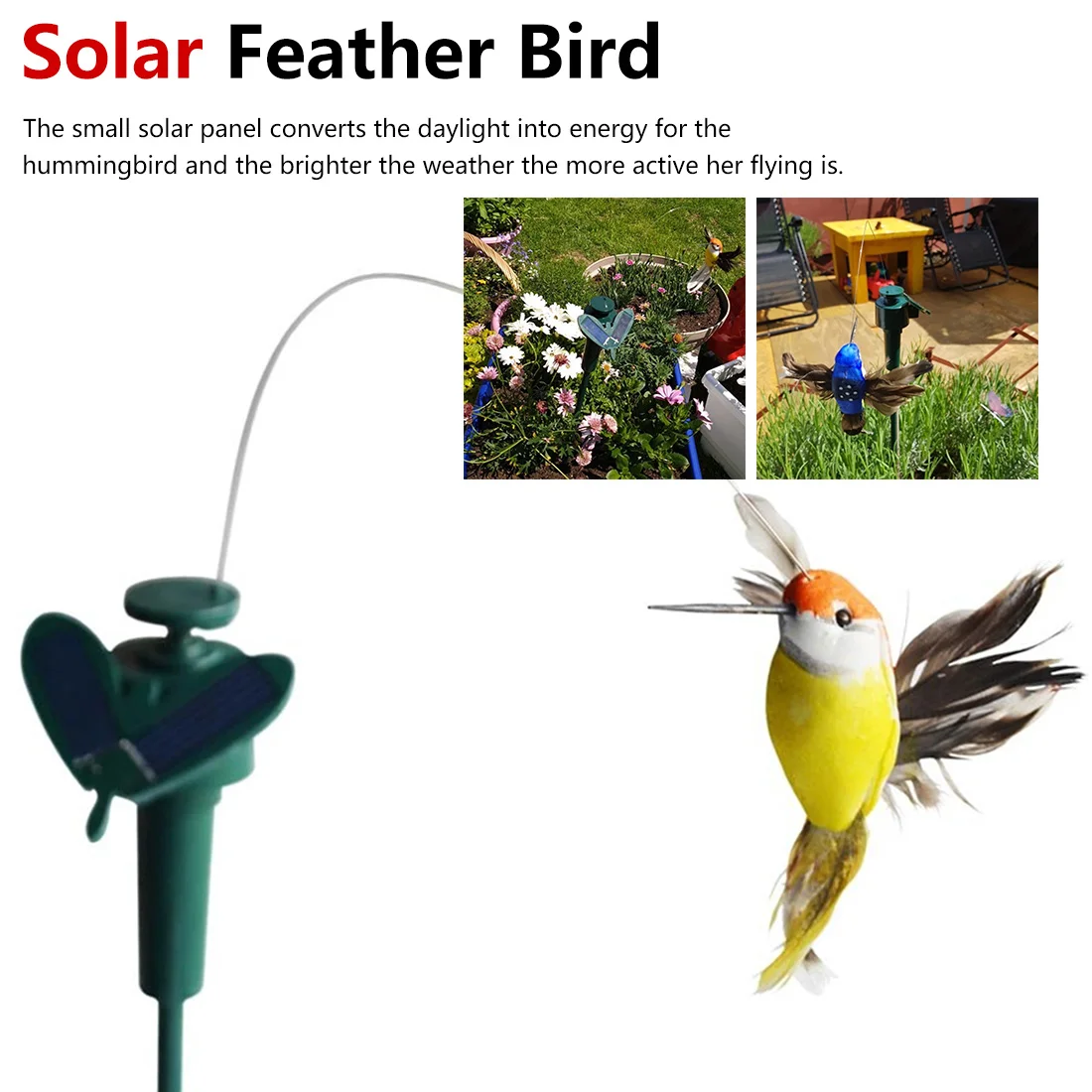 Красочная Вибрация Колибри домашний сад пасхальное украшение Солнечная энергия