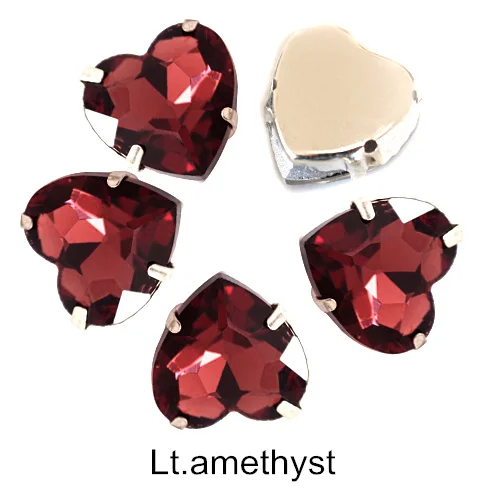Light Amethyst Сердце форма стекло кристалл красочные пришить стразы с коготь ясно пришивать коготь Стразы Блеск Стразы для одежды B2973 - Цвет: Light Amethyst
