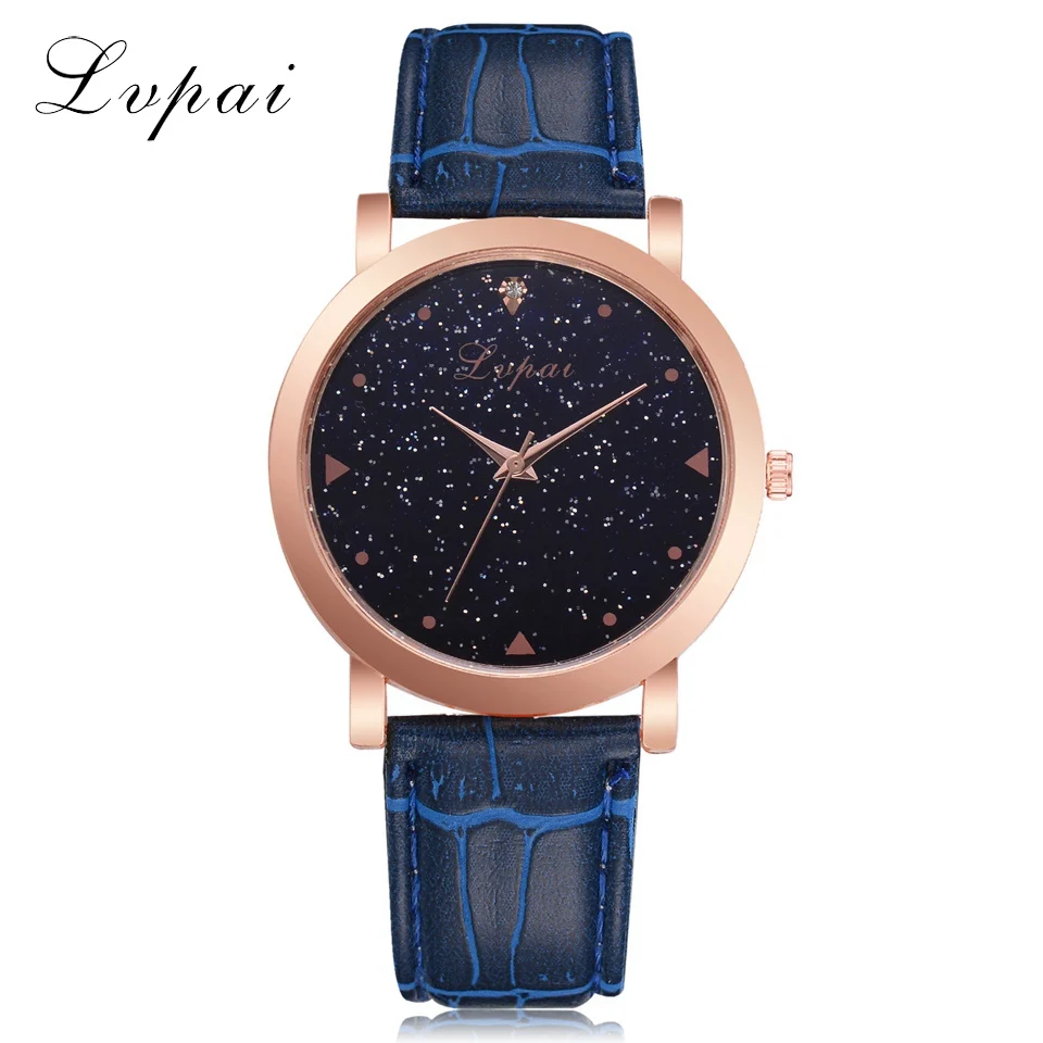 Синий Women Dress Watches Rose Gold Stainless Steel Lvpai Brand Fashion Ladies Wristwatch Creative Quartz Clock Luxury Watches D35 - Цвет: Синий