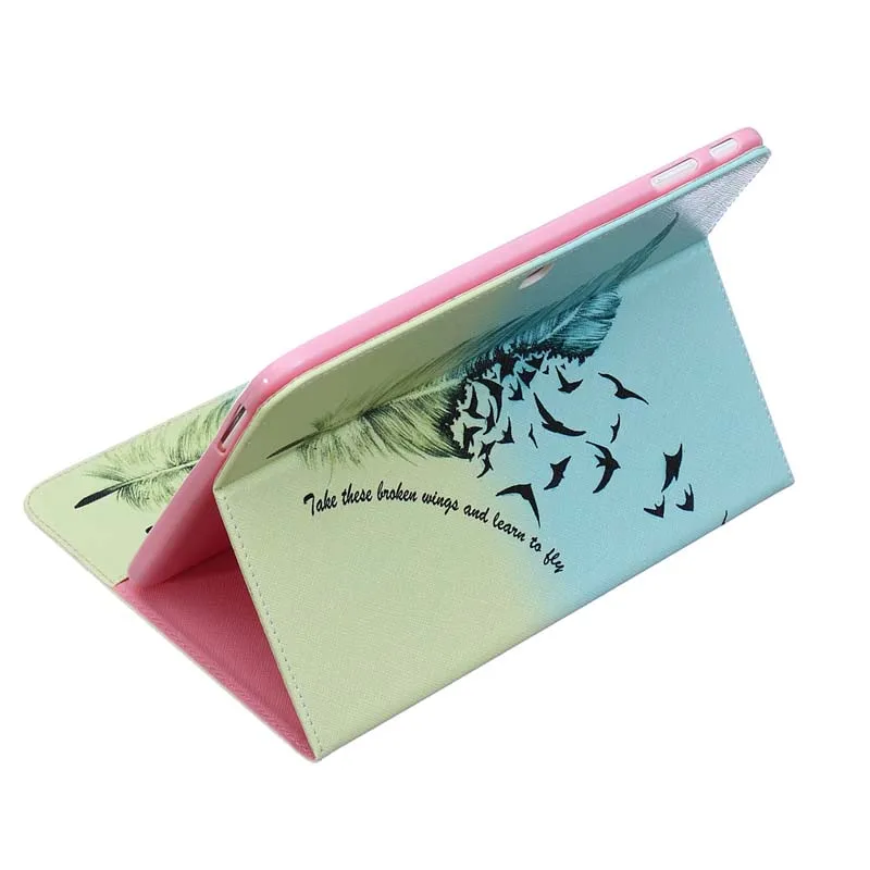 Print Flip Stand Leather Skin Shell Funda Capa Case For Samsung Galaxy Tab 4 10.1 T530 T531 T535 SM-T530 SM-T535 Coque +Film+Pen |