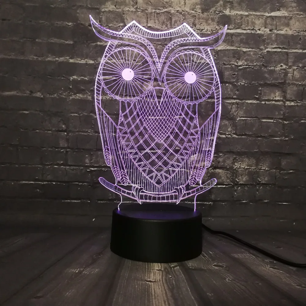 3D светодиодный ночной Светильник стол для дома/вулканической лавы Lampara RGB 7 цветов Изменение Сова Птицы для мальчиков детские игрушки USB Base desktoр зарядное устройство с выключатель света креативный