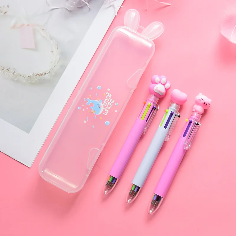 4-piece set-I DUGUO милый канцелярский Многофункциональный Прозрачный матовый пенал набор маленькая Феи гелевая ручка Милая мультяшная Шариковая ручка kawaii поставки - Цвет: 4-piece set-I