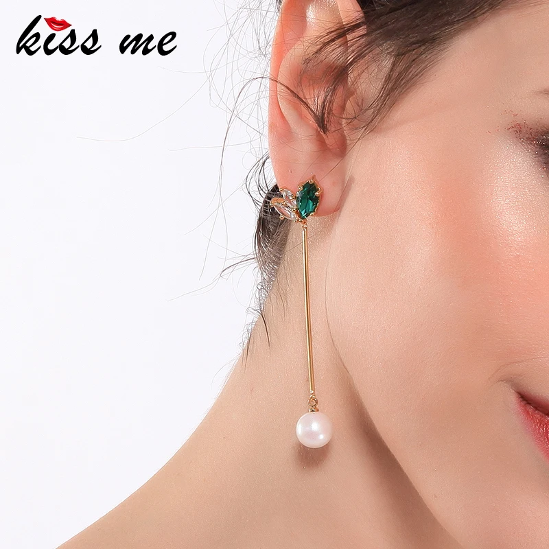 Женские Висячие серьги KISS ME золотого цвета с блестящим цирконием и акриловым