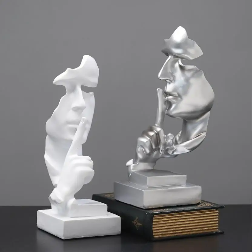 

2019 New Arrival European Keep Silence Statue Resin Craft Table Decoration Abstract Portrait Home Showcase Decor Sculpture GY042