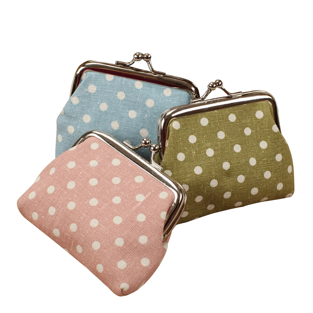 Чехол Кошелек для женщин Мини в красный горошек Кошельки из хлопка телефона