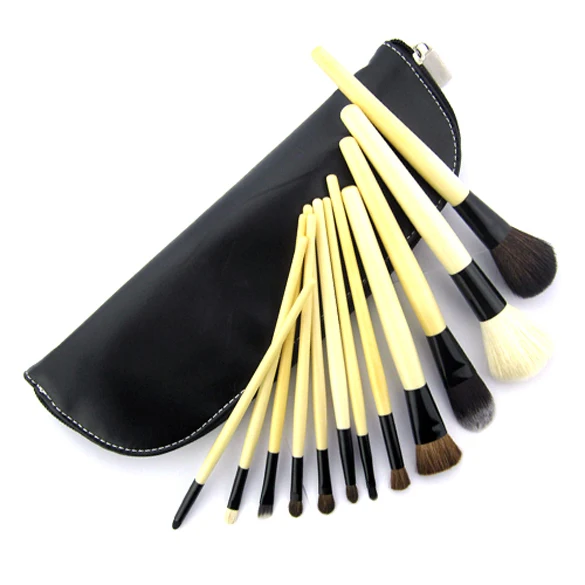 

12 Pieces Bleach Wood Handle Comestic Professional Makeup Accessories Brushes Tools Foundation Brush Sets & Kits High Quali