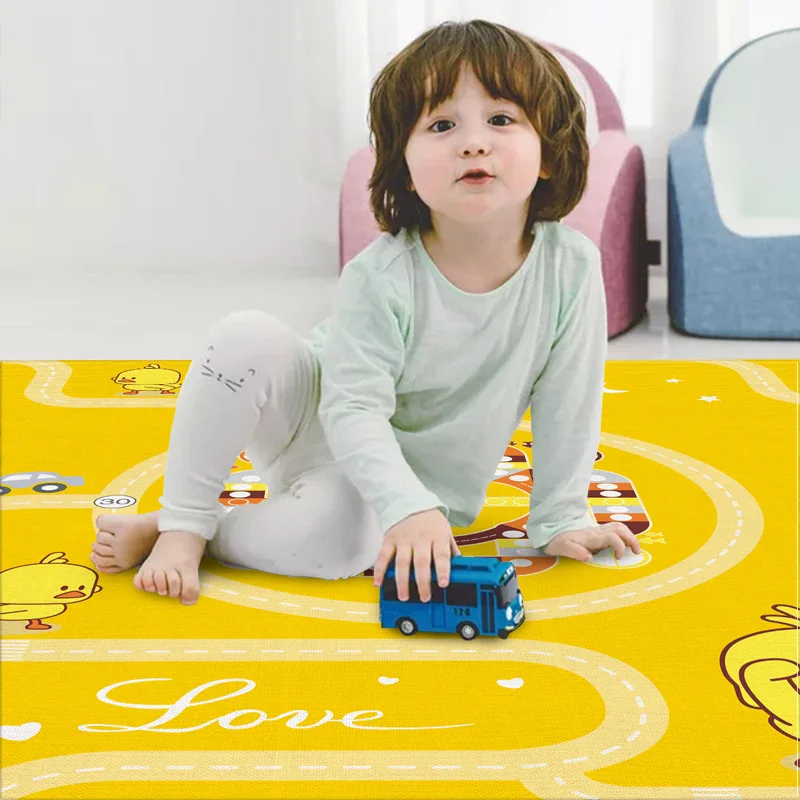 Новый Желтый детский игровой коврик с мультяшным принтом для приключений
