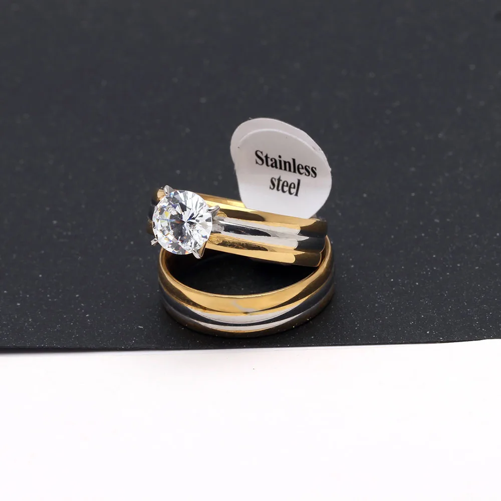 Кольцо Hainon из нержавеющей стали 316L с фианитами модный набор стальных колец для