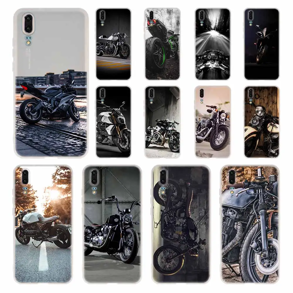 Ретро Мотоцикл крест чехол для телефона Huawei P40 P9 P10 P20 P30 Lite Pro P Smart 2019 мягкий