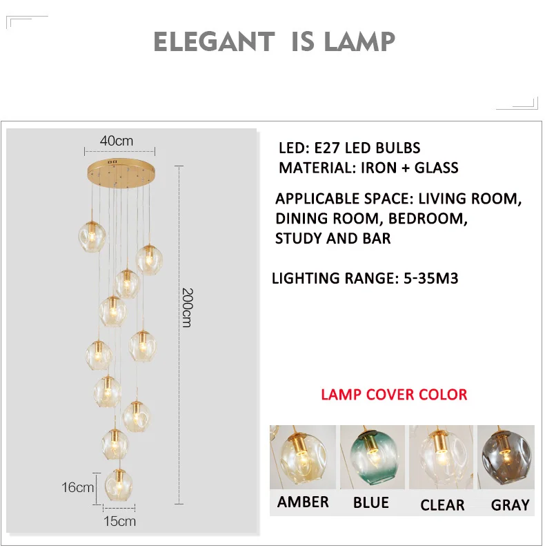 Светодиодный стеклянный шар Morden люстра для лестницы пола светодиодный