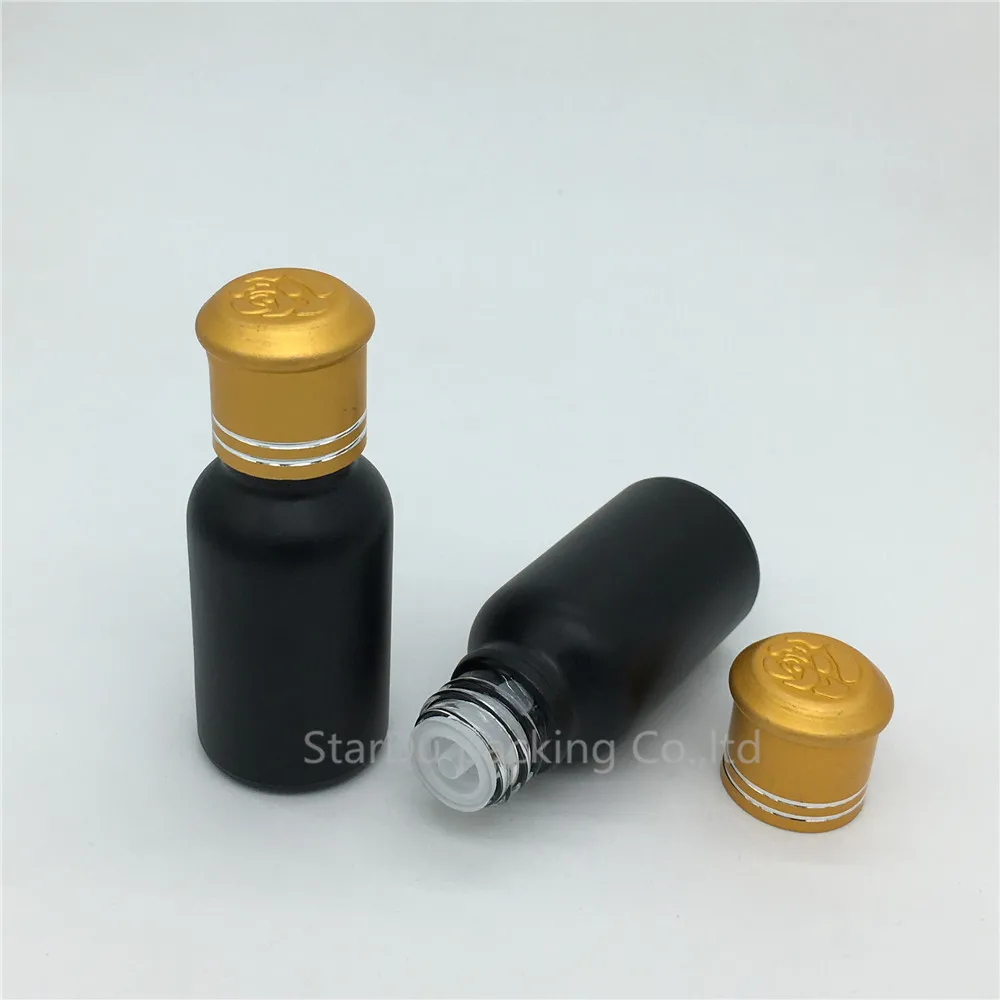 240pcs 15ML Black Frosted Glass Bottle 15ml Vials Essential Oil With Gold Cover Perfume Bottles | Красота и здоровье
