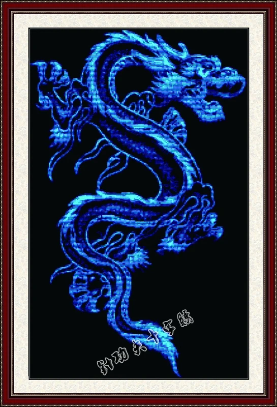 Синий дракон черная ткань китайские картины рассчитанные на холсте DMC 14CT 11CT