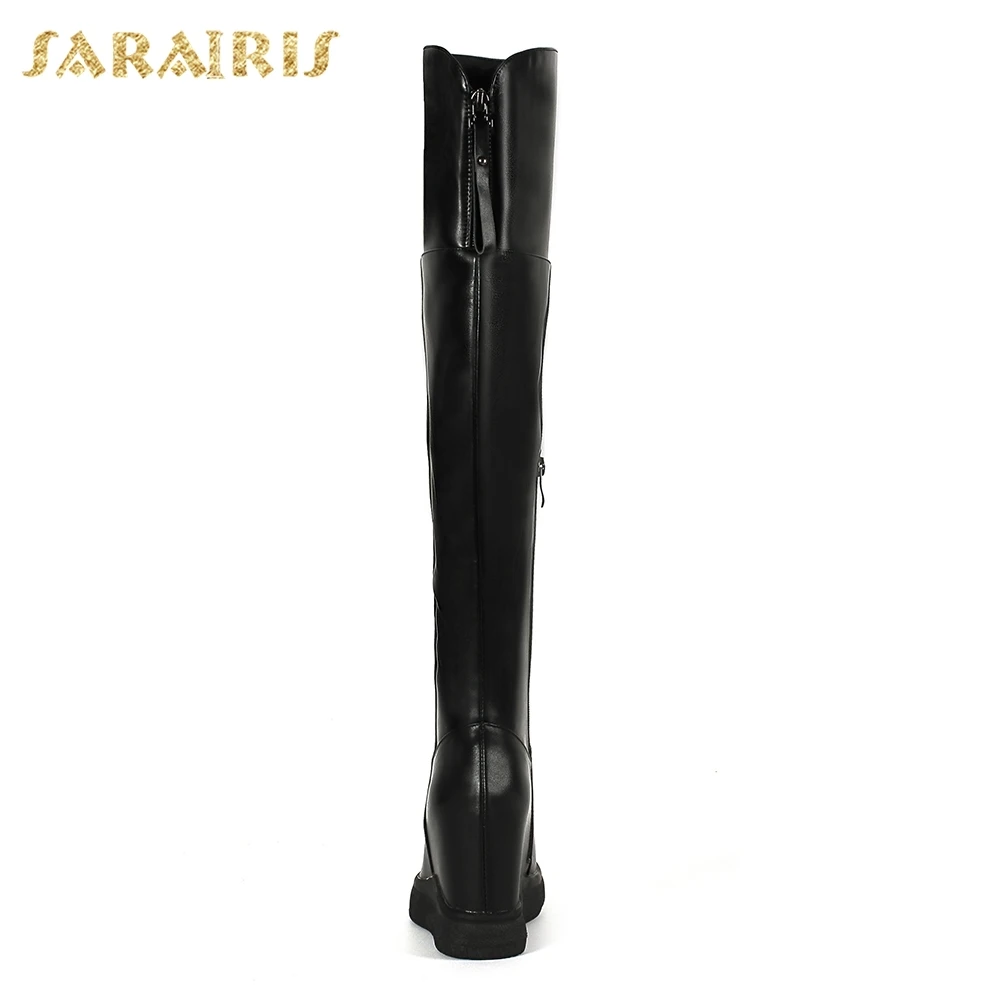 SARAIRIS/; ; Прямая поставка; Лидер продаж; сапоги до колена из коровьей кожи на молнии; женская обувь; теплые плюшевые зимние сапоги для женщин