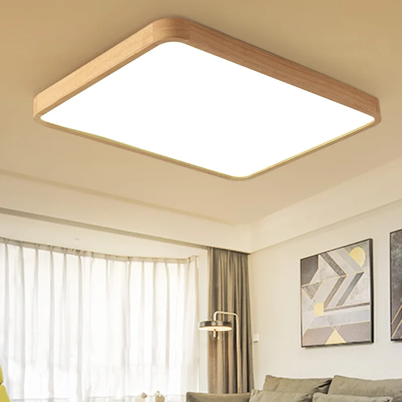 Скандинавские квадратные деревянные потолочные светильники в японском стиле