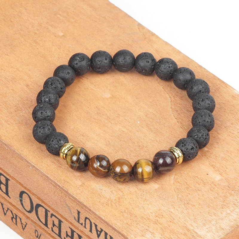 Natural Volcanic Stone Bracelets Charms Women Chakra Healing Yoga Balance Beads Men Black Lava Turquoises Buddha Prayer Jewelry | Украшения