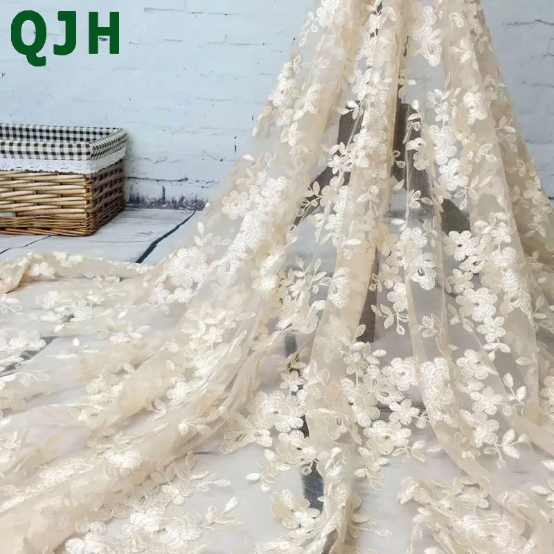 

QJH brand hot African lace latest French lace material high quality African lace fabric wedding dress lace