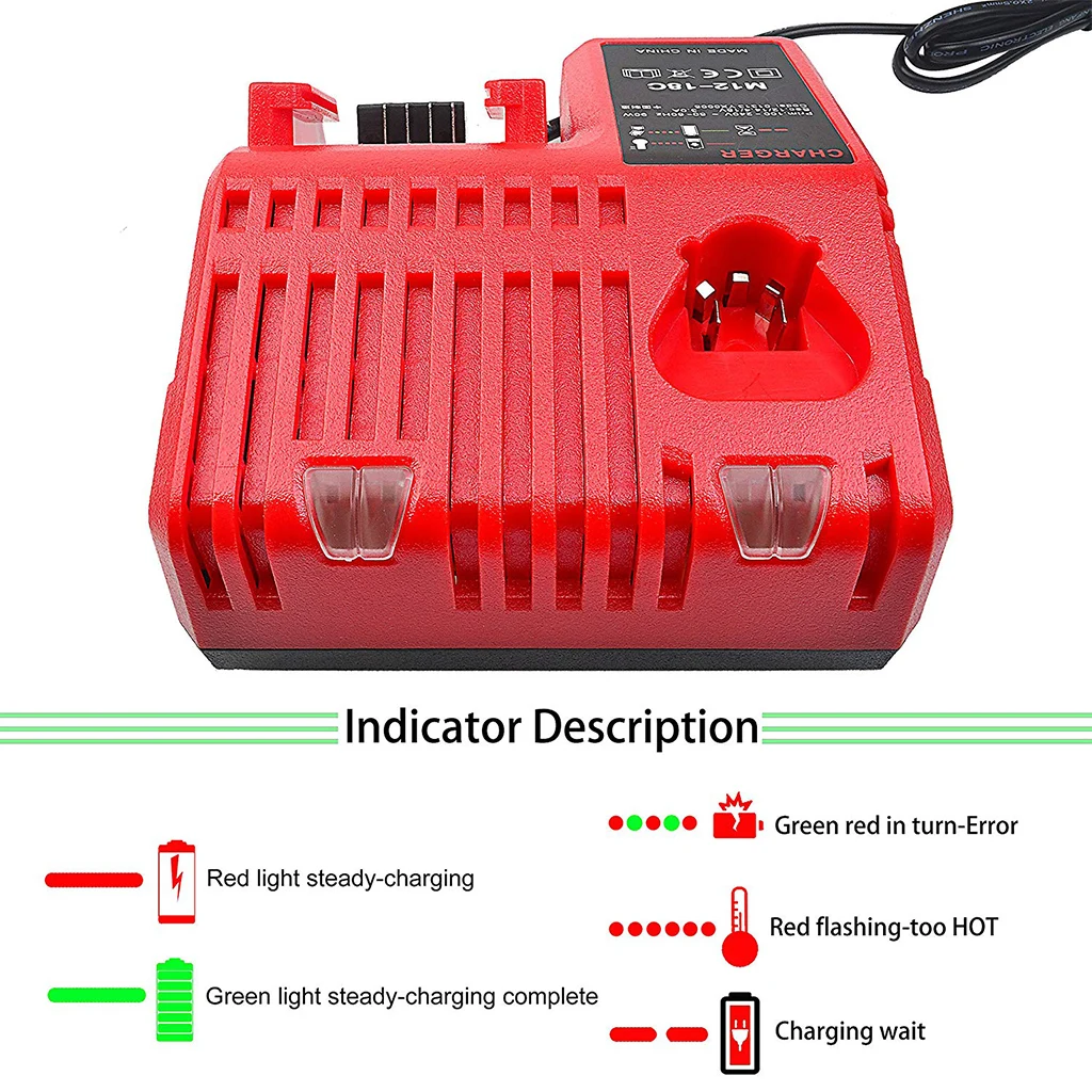 110-240V ионно-литиевая Батарея Зарядное устройство для M12 M18 48-11-1815 48-11-1828 48-11-2401 48-11-2402