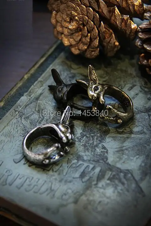 Оптовая продажа с фабрики прямая ретро животное заяц кольцо 12 шт./лот античное