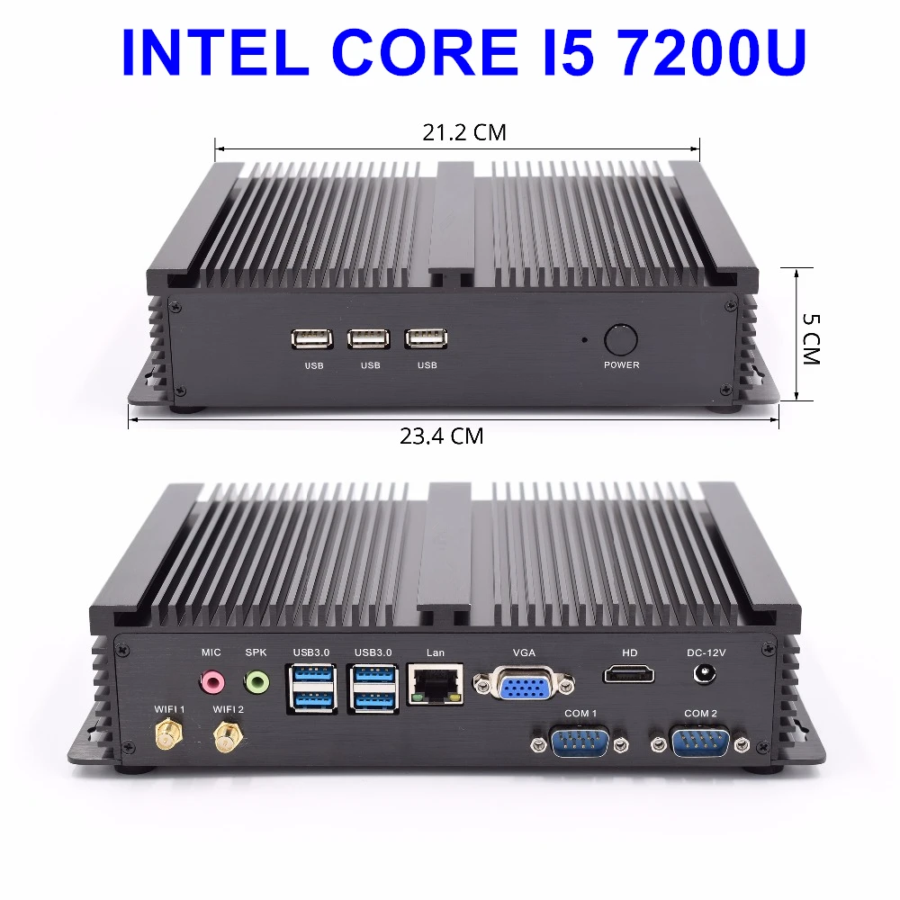 Core i5 7200U мини ПК windows 10 pro промышленный безвентиляторный barebone i7 5550u i3 7100u гигабитный
