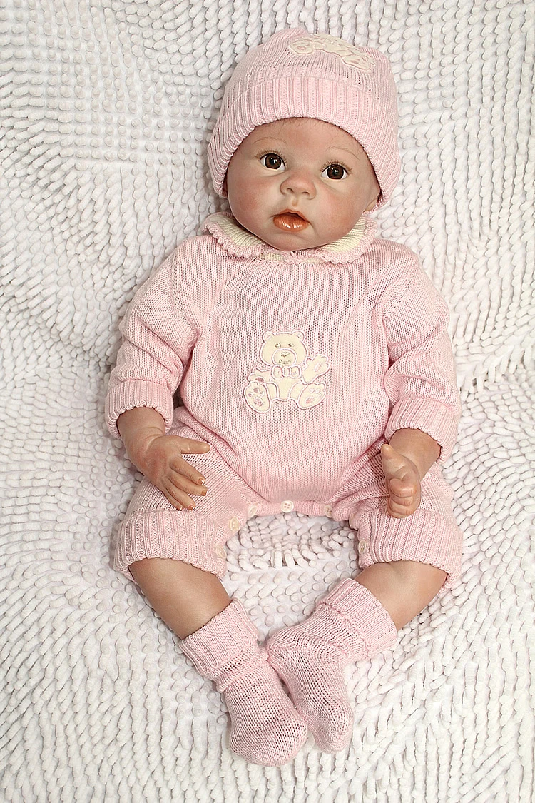 22 дюйм(ов) силикона Reborn Baby Doll для мальчиков Игрушки безопасный хобби в реальной жизни Baby куклы карие глаза специальные игрушки