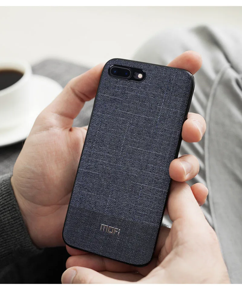 Чехол для iphone 8 Plus Mofi для iphone 7 Plus чехол Чехол деловой костюм ткань для iphone 8 чехол темный для iphone 7 Чехол