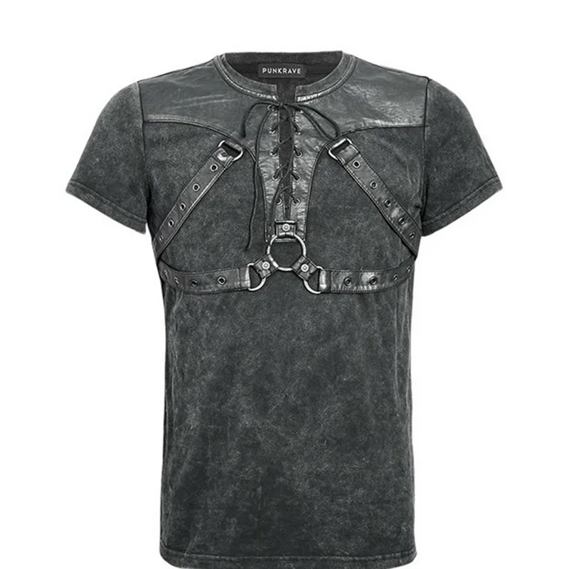 

Brand Punk Summer Solider Short Sleeve Men''s T-shirt Gothic Rock Black Tops T-shirt Plus Sizes XXXXL Mens Clothing