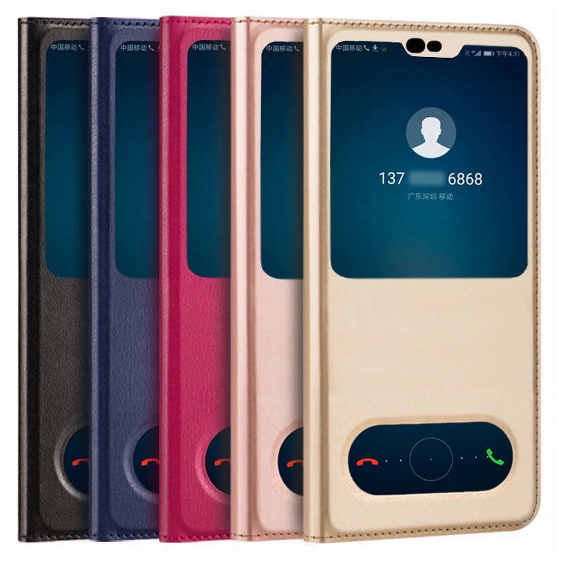 

Leather Cover Phone Flip Case For Huawei Honor 8X Enjoy Max Honor8X Honor8 X V10 View 10 Lite Shockproof Case Clear View Window