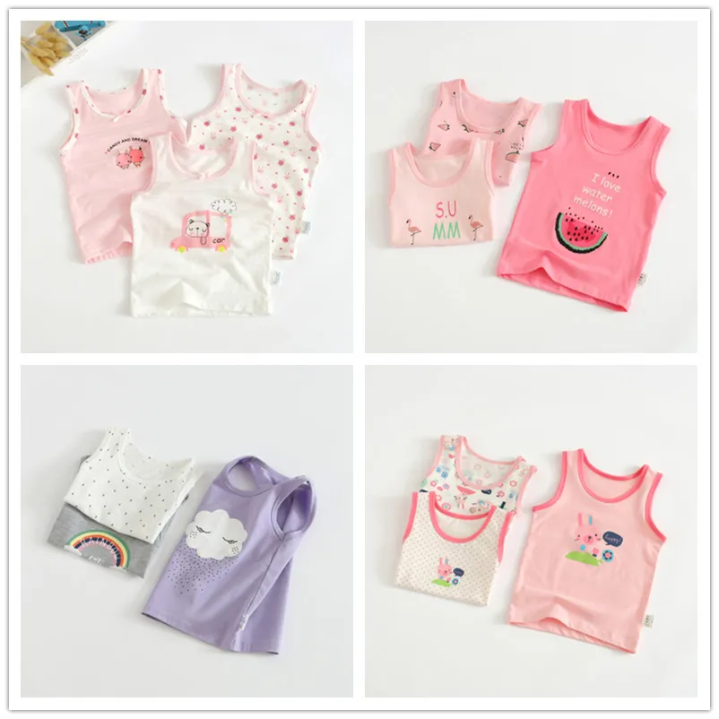 

VIDMID Baby Girls tanks tops girls cotton Camisoles vests girls new candy color kids underwear Tanks Camisoles clothes 7068 01