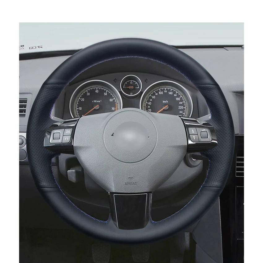 Чехол рулевого колеса автомобиля из черной искусственной кожи для Opel Astra (H) 2004-2009