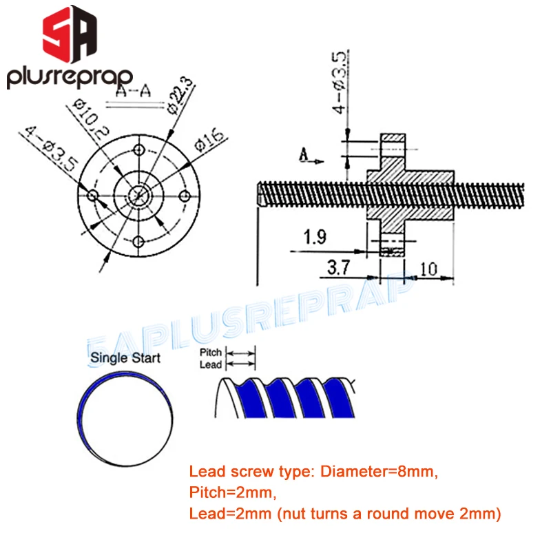 6 шт. свинцовые гайки для 3D принтера Reprap 2 мм 150 200 250 300 350 400 мм|Детали и аксессуары