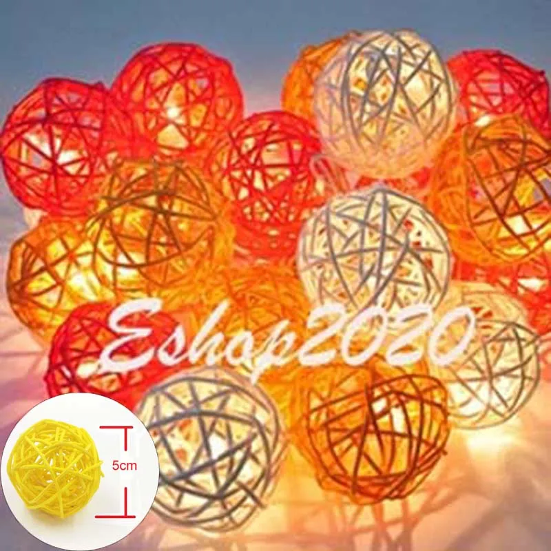 Светодиодная гирлянда из ротанга в виде шара 5 м 20 дюймов|light garland|string lightsled string lights