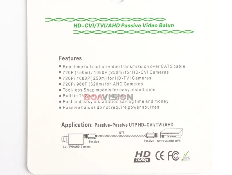 10 пар HD 720 P/1080 P AHD/HDCVI/HDTVI BNC для UTP Cat5/5e/6 Видео балун пассивные трансиверы передатчик 200 м Открытый водонепроницаемый