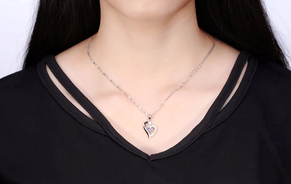 ORSA JEWELS серебряное ожерелье в форме сердца с кристаллами, вставленное серебряным цветом, женские украшения на День святого Валентина, подарок любителю ON19