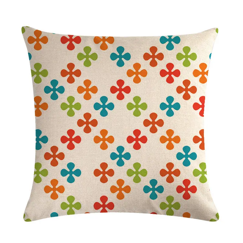 45cm*45cm Shape geometry of coloured four leaf clovelinen/cotton throw pillow covers couch cushion cover home decorative pillows | Дом и сад