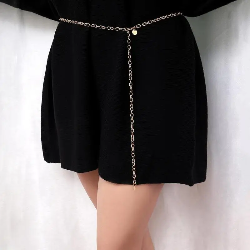 Женское тонкое платье с цепочкой женское золотое серебряное пояс небольшой