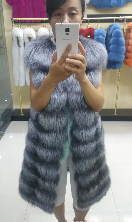 Роскошный жилет из натурального Лисьего меха осенне зимний для женщин верхняя