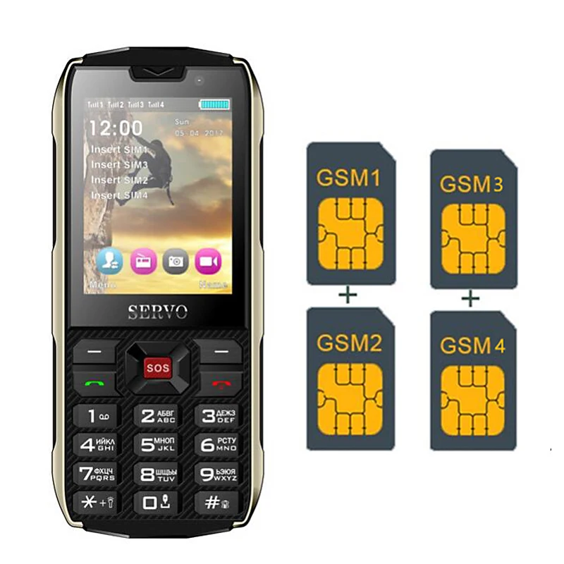 Четыре sim карты! Внешний аккумулятор для мобильного телефона! 2 8 дюймов! большая