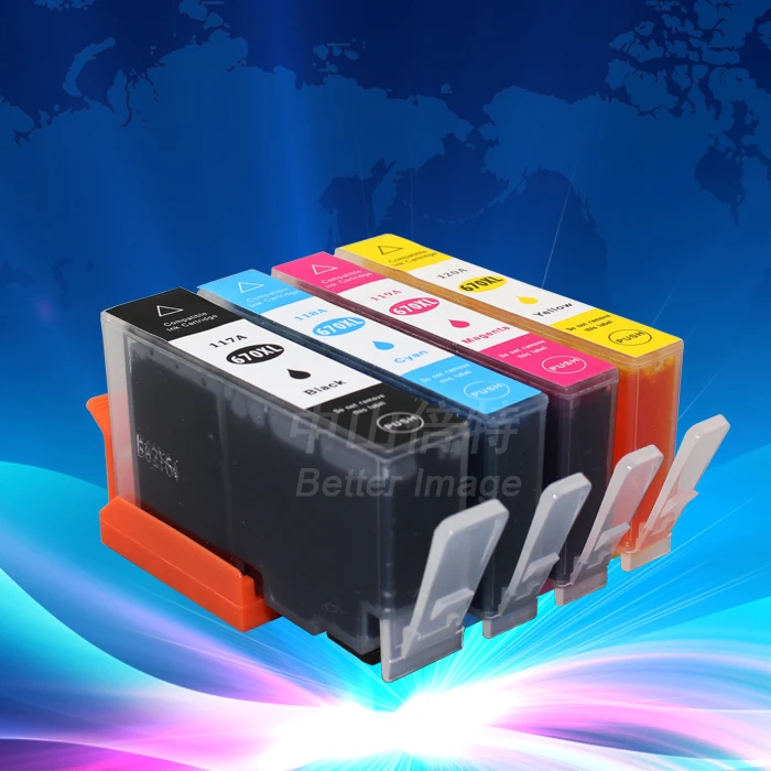 Чернильный путь 5 PK Совместимый струйный картридж для HP670BXL Deskjet 4615 4625 5525 1BK + 1