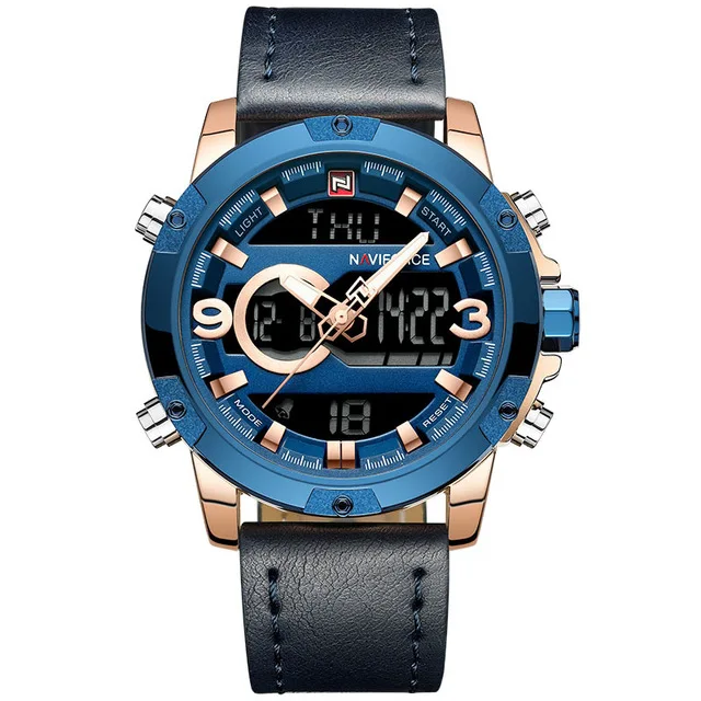 RGBEBE NAVIFORCE люксовый бренд Мужские Аналоговые Цифровые кожаные спортивные часы мужские армейские военные часы Мужские кварцевые часы Relogio Masculino - Цвет: RGBEBE