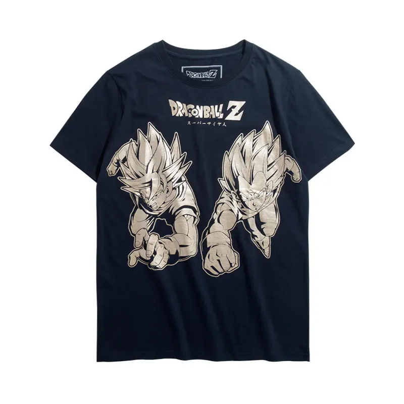 TEE7 человек Топ короткий рукав Футболка для Dragon Ball Z Аниме костюм хлопок печатных мужской Повседневное модные Размеры M-3XL футболка ткань - Цвет: black