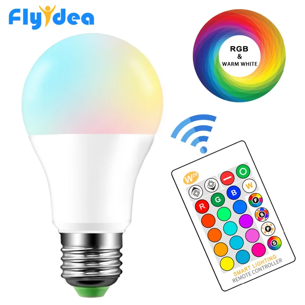 Цветная (RGB светодиодный лампы E27 затемнения 16 Цвет изменение Волшебная